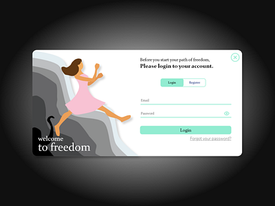 Login Pop Up Page for a 'Freedom for Mental Health App'