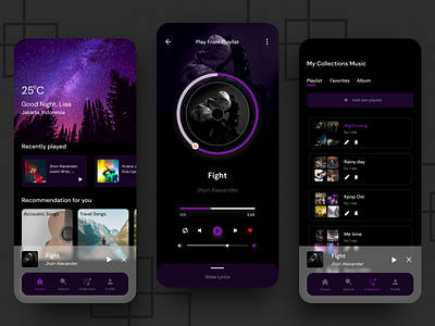 Music App Dark Theme app dark theme mobile design mobile ui music music app uiuxdesign