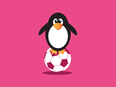 For you Emily! :) dribbble flat gradient illustration penguin soccer thank you