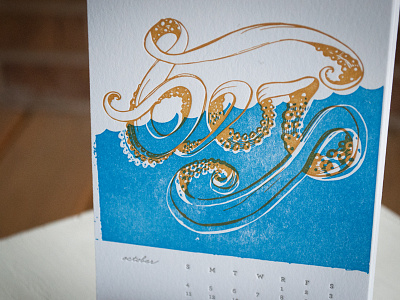 12 Musketeers - October calendar letterpress octopus rooted tentacles wordplay
