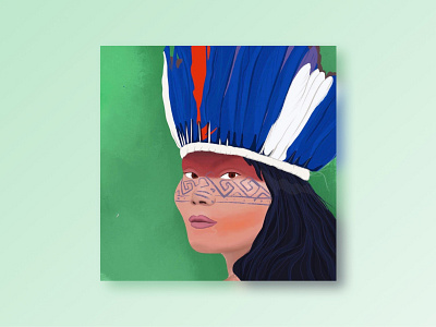 Huni kuin woman amazon amazonia brasil brasilia cocar drawing green hunikuin illustration indigenous procreate red tribe urucum woman