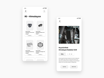 Bike Parts App - Concept adobe adobe xd app bike concept design frontend minimal mobile ui ux