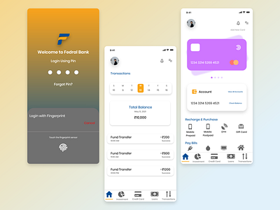 Banking App Concept - Fedral Bank adobe adobe xd app bank banking app design finance frontend ui ux