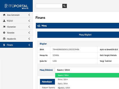 İTÜ Portal v2 chart dashboard education flat icon menu portal responsive slider ui ux
