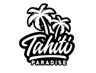 Tahiti Paradise Logo branding design illustration lettering logo tms typography vector