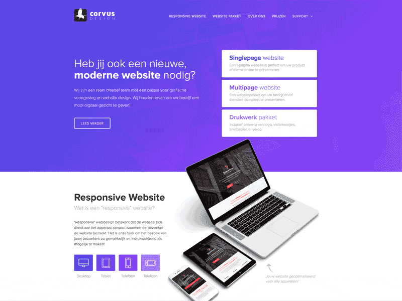 Corvus Design design flat onepage webdesign website