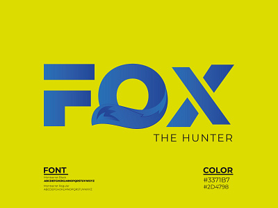 Fox Typography animal brand identity branding creative design fox foxlogo graphic design hunt hunterlogo illustration logo logo design logotype minimal minmalist typography wildlife wildlogo