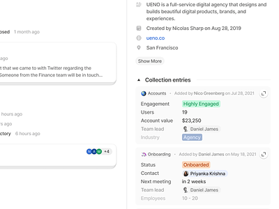 Contact Collection Entries collaboration crm product ui ux