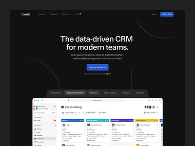 Homepage Hero attio branding crm dark dark mode fold hero homepage ui website