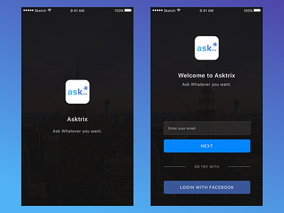 asktrix login ask awesome clean color ios design ui ux