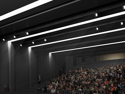 PAREDES MUNICIPAL AUDITORIUM 3d 3dvisualization architect architecture auditorium interior paredes people pixelfactory render spaceworkers vray