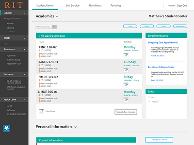 Student Info System re-skin academic adobe computer dashboard information interface photoshop student system ui ux web