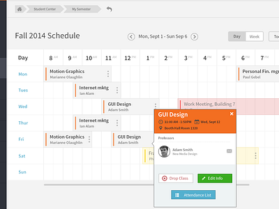 RIT SIS sytem schedule academic adobe design flat photoshop ui ux