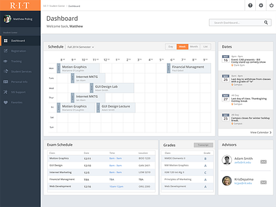 RIT SIS design. ( Another Iteration ) wip academic adobe blue course courses dashboard photoshop schedule ui ux