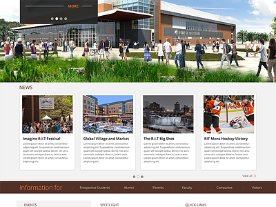 RIT Homepage Redesign WIP academic adobe new york orange photoshop redesign rochester tigers ui web