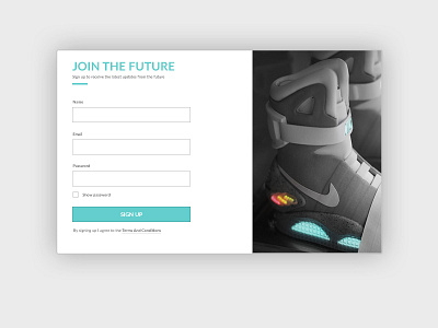 Day 001 - Sign Up adobe airmag backtothefuture dailyui form nike photoshop shoes signup sneaker ui ux