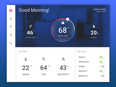 Day 021 - Home Monitoring Dashboard control dailyui dashboard day21 home house photoshop sketch temperature ui