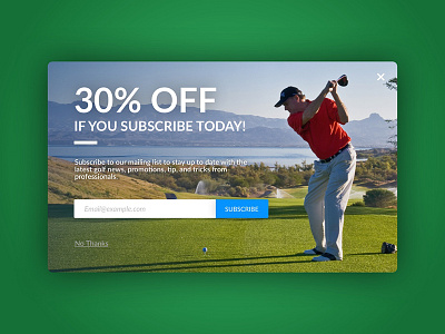 Day 026 - Subscribe dailyui design email form golf modal photoshop sketch subscribe ui ux web