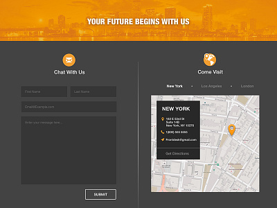 Day 028 - Contact Us business contact dailyui dark email fields form map orange sketch web