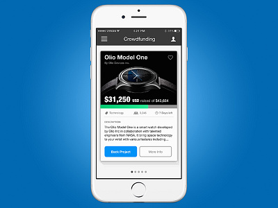 Day 032 - Crowdfunding Campaign campaign card crowdfunding dailyui day32 iphone mobile photoshop product ui ux watch