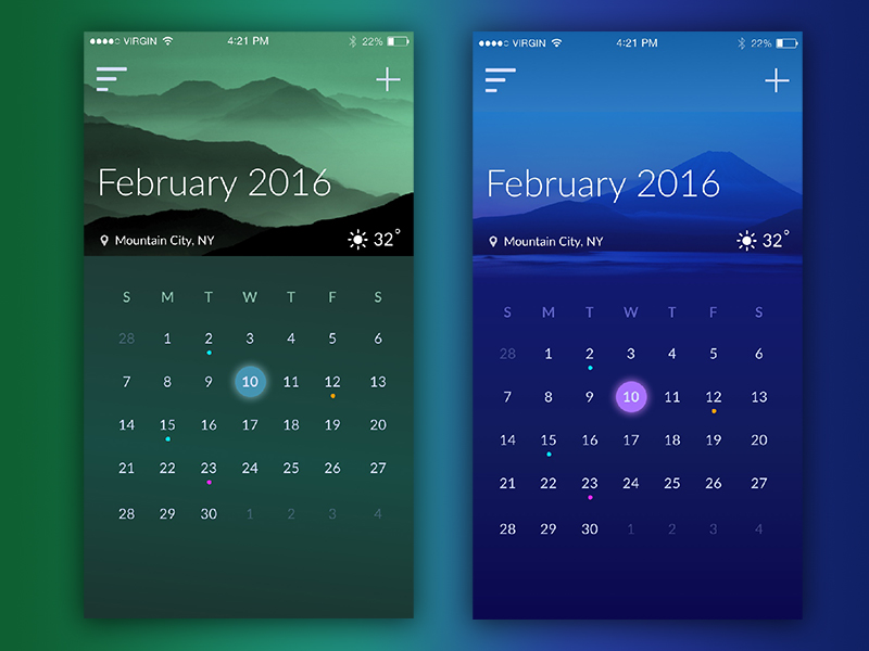 Day 038 - Calendar v2 by Matthew Poling on Dribbble