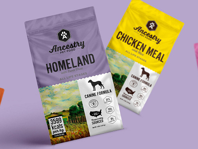 Ancestry Pet Food Packaging branding design packaging design pet food pets rebrand