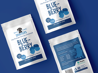 Sammy Snacks Snackers - Blueberry branding design graphic design illustration label packaging design pet food pets rebrand vector