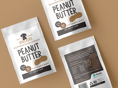 Sammy Snacks Snackers - Peanut Butter branding design graphic design illustration label packaging design pet food pets redesign vector