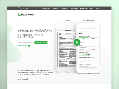 HelloWorks Home Page esignatures home page ui workflows