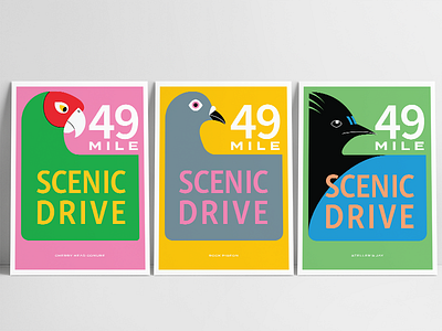 Scenic Drive Posters bird illustration poster sign