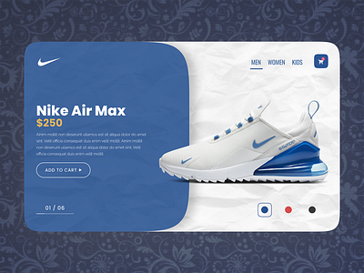 Nike Product Page Design blue blue and white branding clean design fresh illustration minimal modern new nike nike air nike shoes product shoes ui unique ux web webdesign