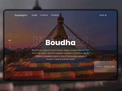 Boudha Tourism Page Design boudha buddhism buddhist business clean dark destination nepal nepali peace shotoftheday stupa tourism travel ui uiux vibrant web webdesign website