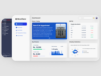 Meroshare Nepal Dashoboard Redesign clean dashboard glassmorphism gradient meroshare modern nepal nepali nepali design nepse share sharemarket shotoftheday trendy ui uidesign uiux web webdesign webui