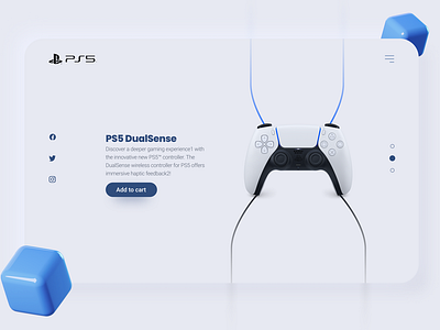 PS5 DualSense 3d branding clean design glassmorphism minimal modern nepal nepali neumorphism playstation playstation 5 product ps5 sony trend uitrends web webdesign website