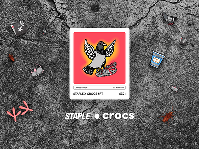 Staple x Crocs NFT Drop Page bitski blockchain crocs crypto design jeff staple nft nft drop nft utility nfts rtfkt shoes staple x crocs web design website