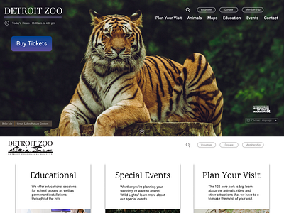DZS Landing Page Dribbble Shot detroit zoo landing page redesign unsolicited unsolicited redesign zoo