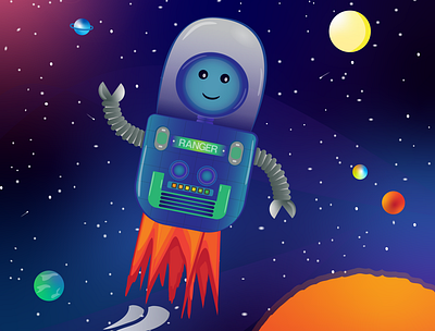 Astronaut Robot astronaut robot illustration design digital art graphic design illustration illustrator robot illustration visual design
