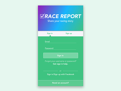 Running App: Login Screen Concept