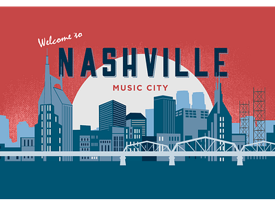 Welcome to Nashville city illustration musiccity nashville postcard skyline
