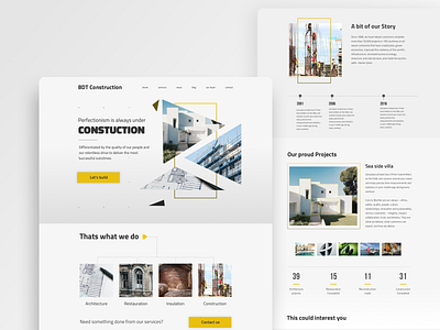 Construction company website animation architect branding clean construction design landing page ui web website