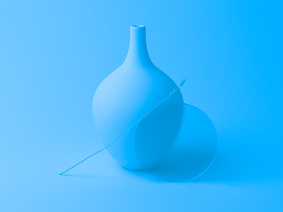 3D Illustration: Composition with a vase 3d blue clean composition design glass illustration minimal plant vase