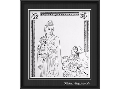 Handcrafted charcoal Art - Gautam Buddha & Kisa Gotami art buddha charcoaldrawing lord