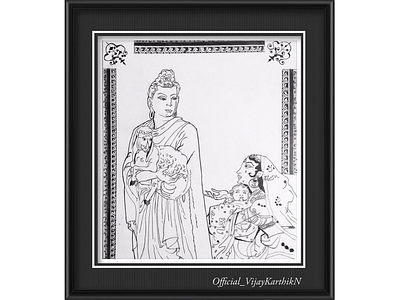 Handcrafted charcoal Art - Gautam Buddha & Kisa Gotami