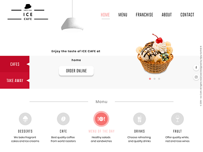 Web page design of an ICE CAFE adobexd design typogaphy ui uiux ux webdesign website