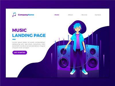 Music Landing Page Concept character concept concept art concept design digitalart hero banner illustration music ui ui design uidesign web webdesign