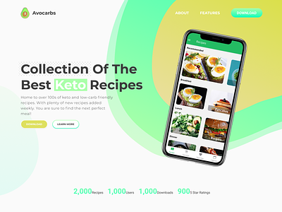 Avocarbs App Landing Page