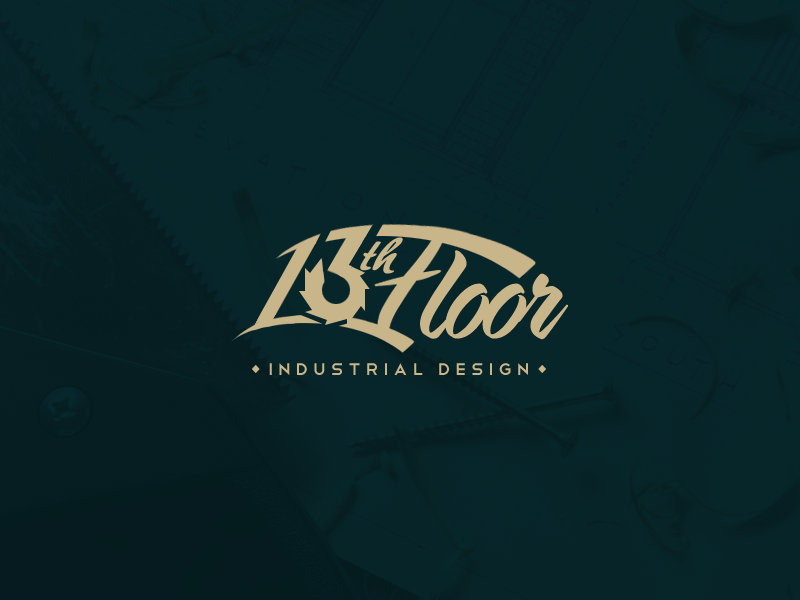 13th Floor Industrial Design Logo 13th 13th floor branding design fabrication floor identity industrial logo metal wood