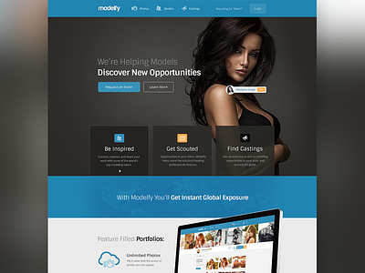 Modelfy Public Site desktop mockup modeling photography responsive web design website