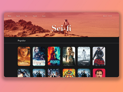 Sci-Fi Movie Streaming Page adobe xd design illustration illustrator interface minimal photoshop tv ui ux vector xd