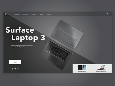 Surface Laptop 3 Landing Page adobe xd design illustrator interfacedesign landingpage typography ui ux web website